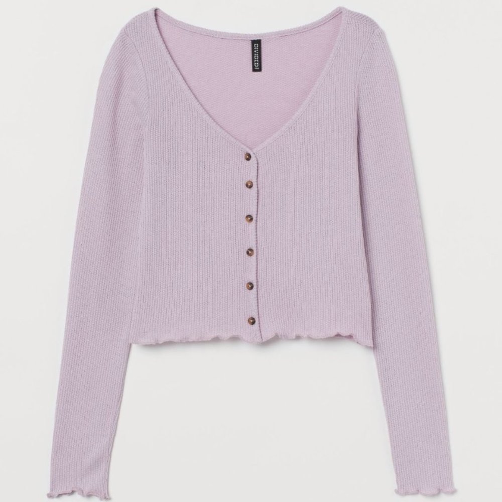 NWT H&M Lilac Short Fitted Cardigan